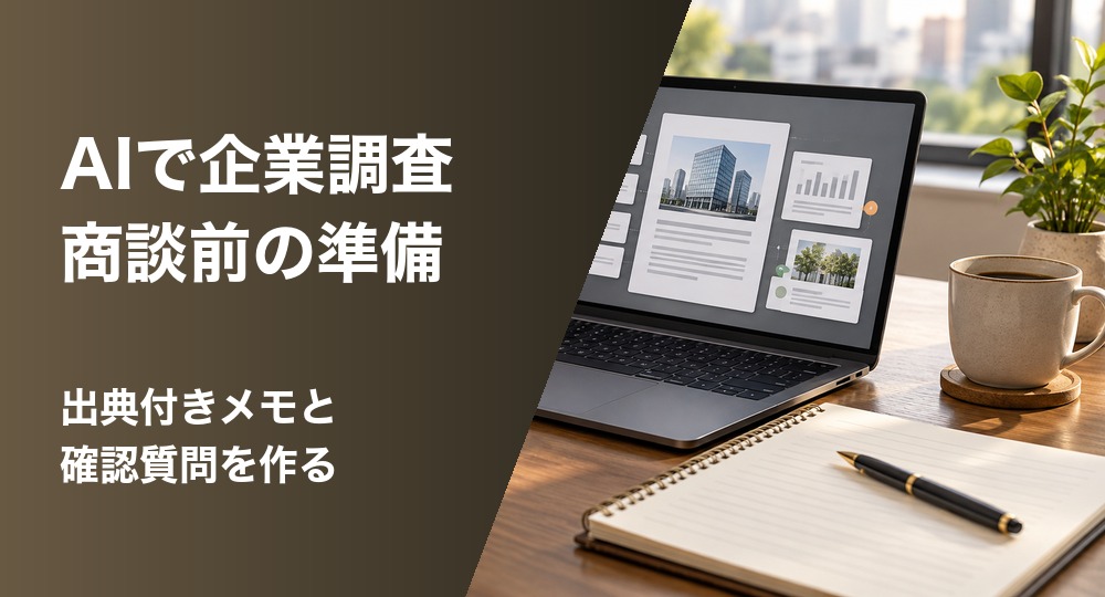 AIで企業調査、商談前の準備。出典付きメモと確認質問を作る